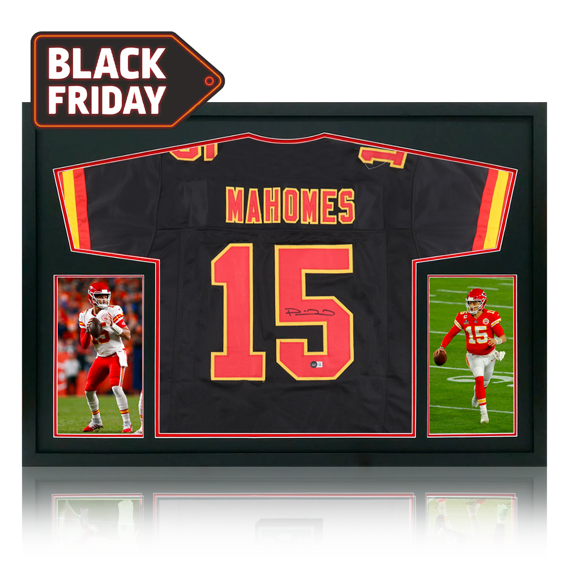Patrick Mahomes Signed Kansas City Chiefs Black Jersey Display (Beckett)