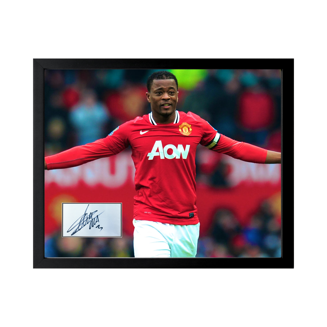 Patrice Evra Signed Manchester United Cut Deluxe Mount Frame