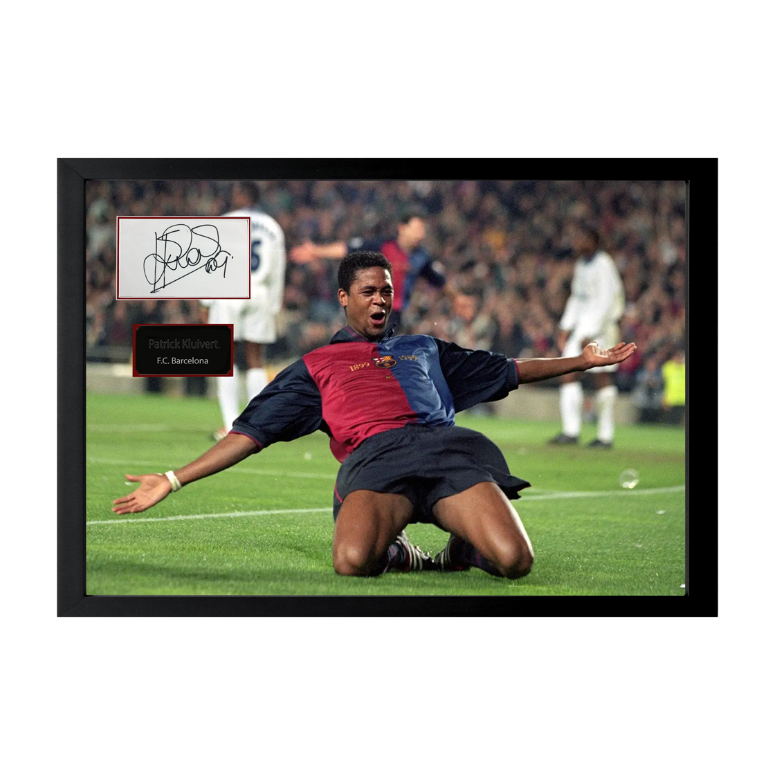Patrick Kluivert Signed FC Barcelona Cut Iconic Frame (ACG Cert)