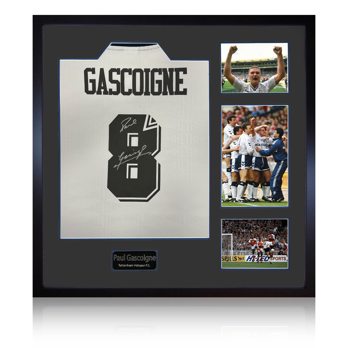 Paul Gascoigne Signed Tottenham Hotspur Shirt Elite Frame