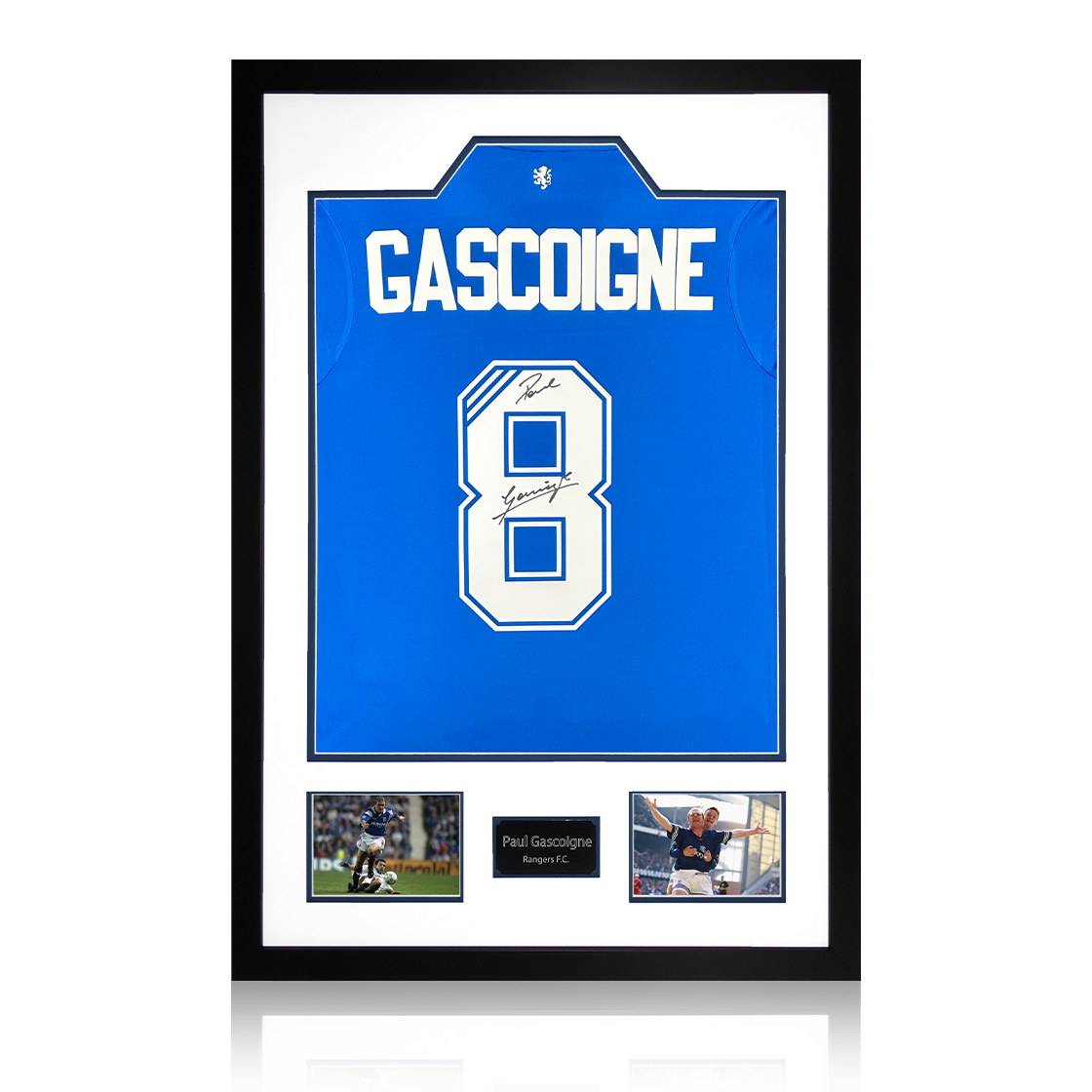 Paul Gascoigne Signed Rangers Shirt Premium Frame