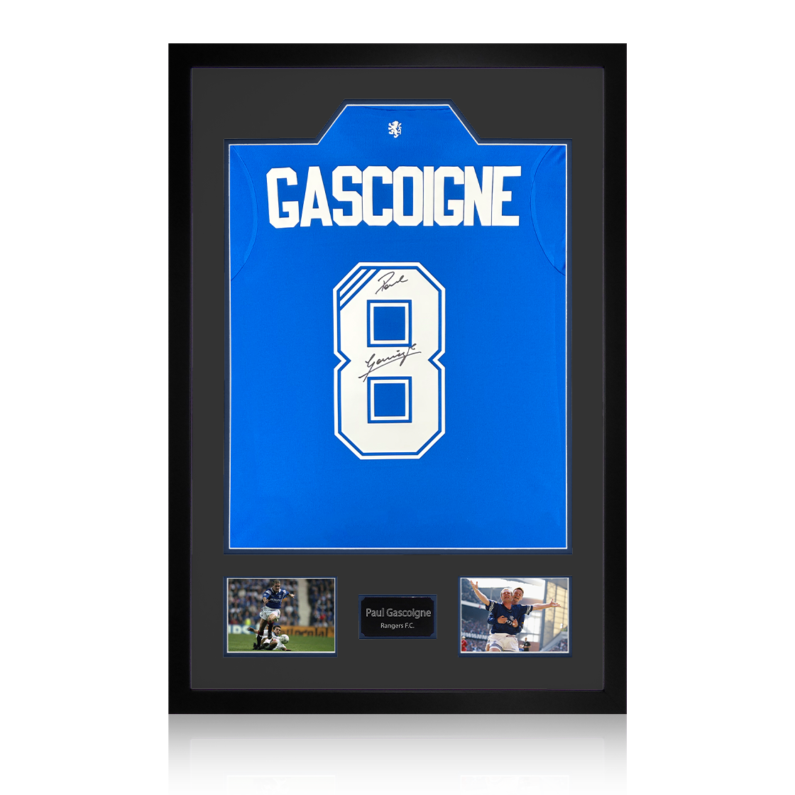 Paul Gascoigne Signed Rangers Shirt Premium Frame