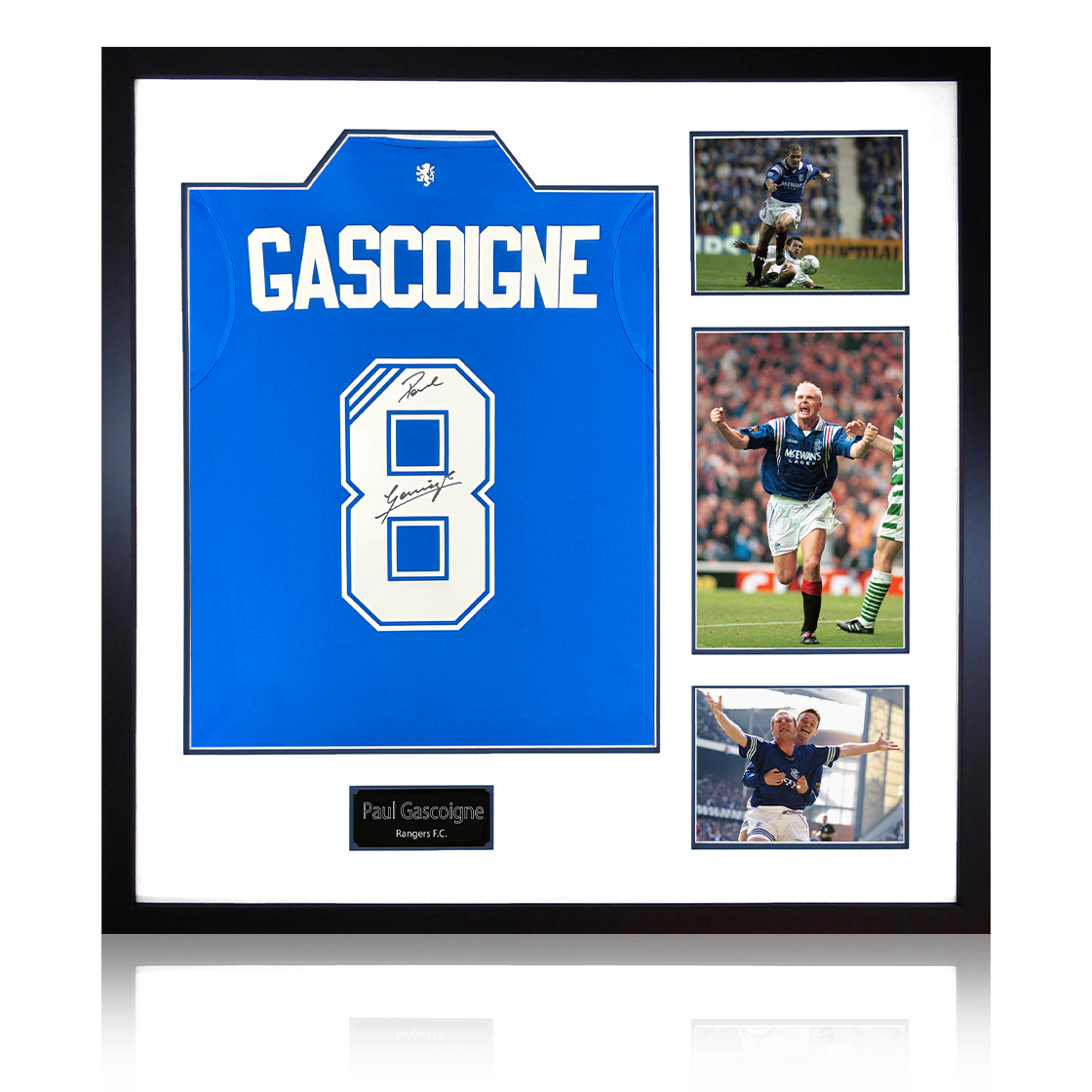 Paul Gascoigne Signed Rangers Shirt Elite Frame
