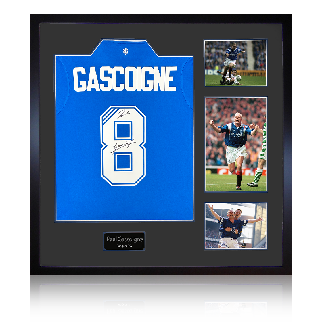 Paul Gascoigne Signed Rangers Shirt Elite Frame