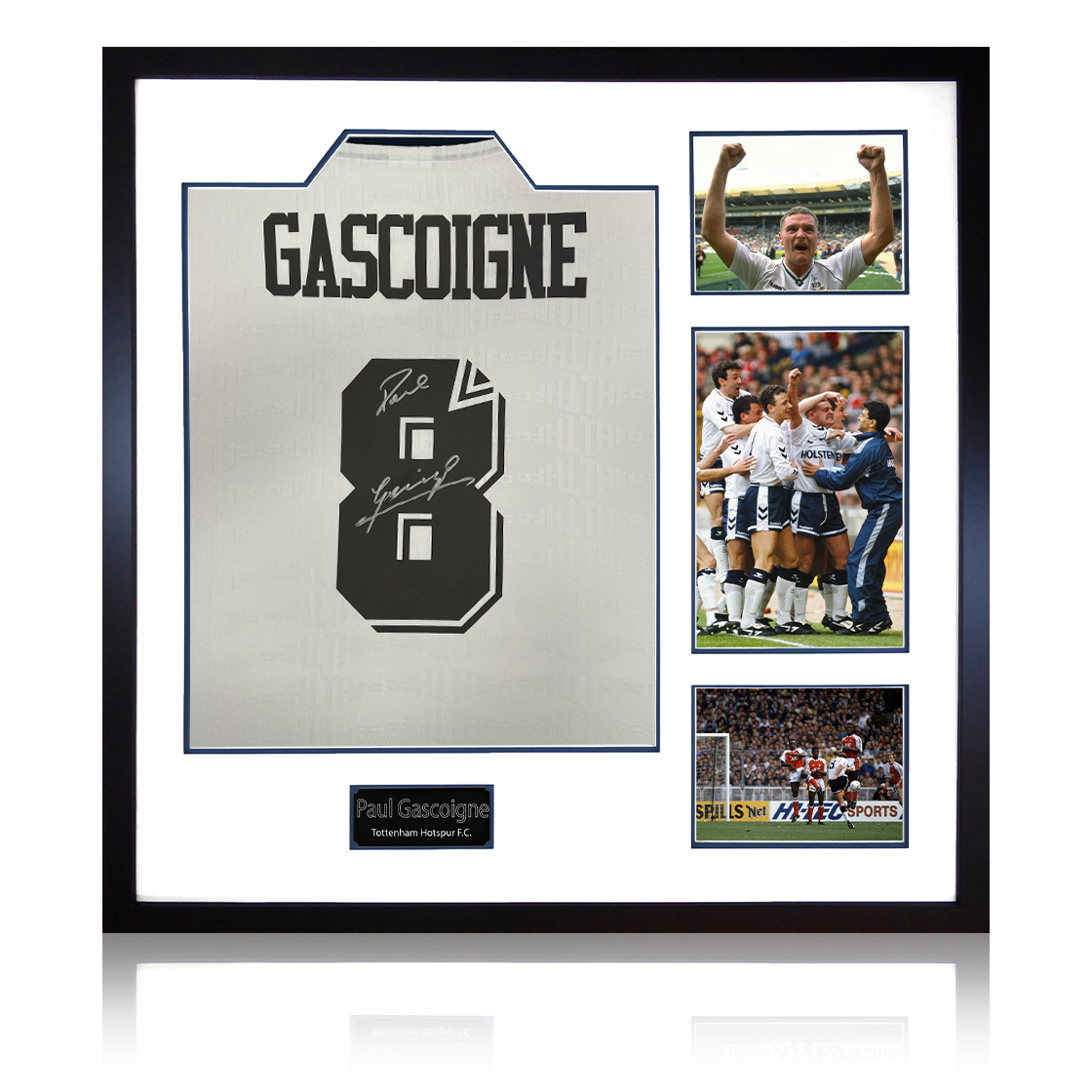 Paul Gascoigne Signed Tottenham Hotspur Shirt Elite Frame