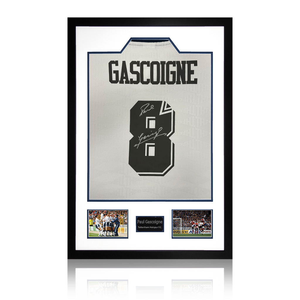 Paul Gascoigne Signed Tottenham Hotspur Shirt Premium Frame
