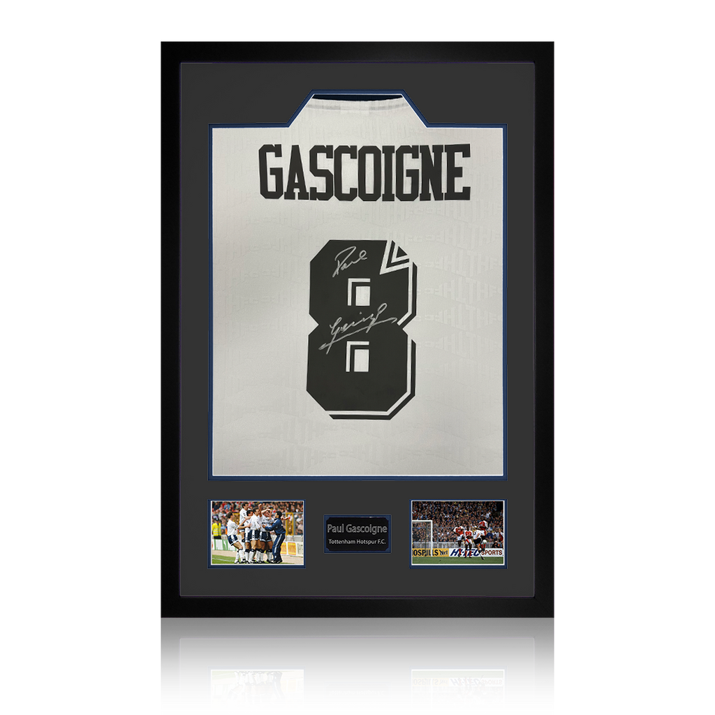 Paul Gascoigne Signed Tottenham Hotspur Shirt Premium Frame