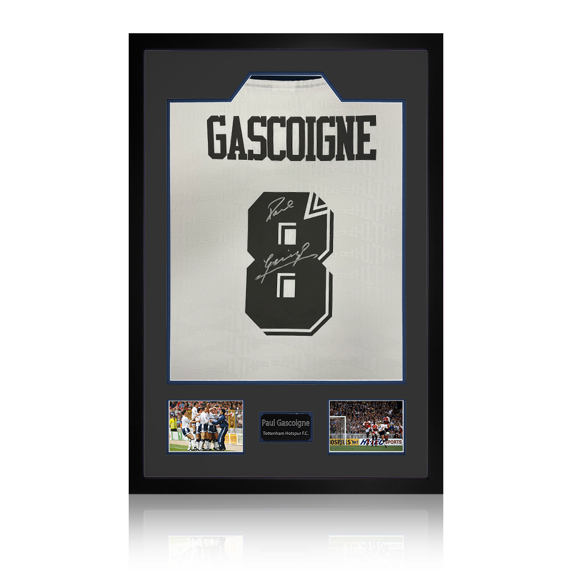 Paul Gascoigne Signed Tottenham Hotspur Shirt Premium Frame