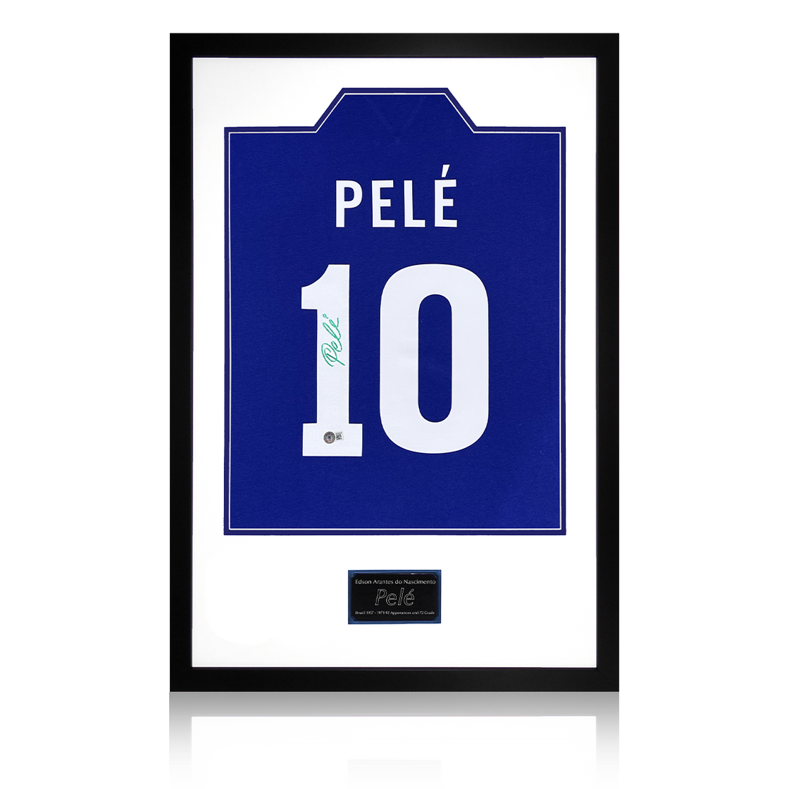 Pele Back Signed Brazil Away Shirt Premium Frame Beckett The Fan Cave Memorabilia
