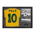 Pele Back Signed Brazil Shirt Classic Frame (PSA)