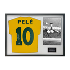 Pele Back Signed Brazil Shirt Classic Frame (PSA)