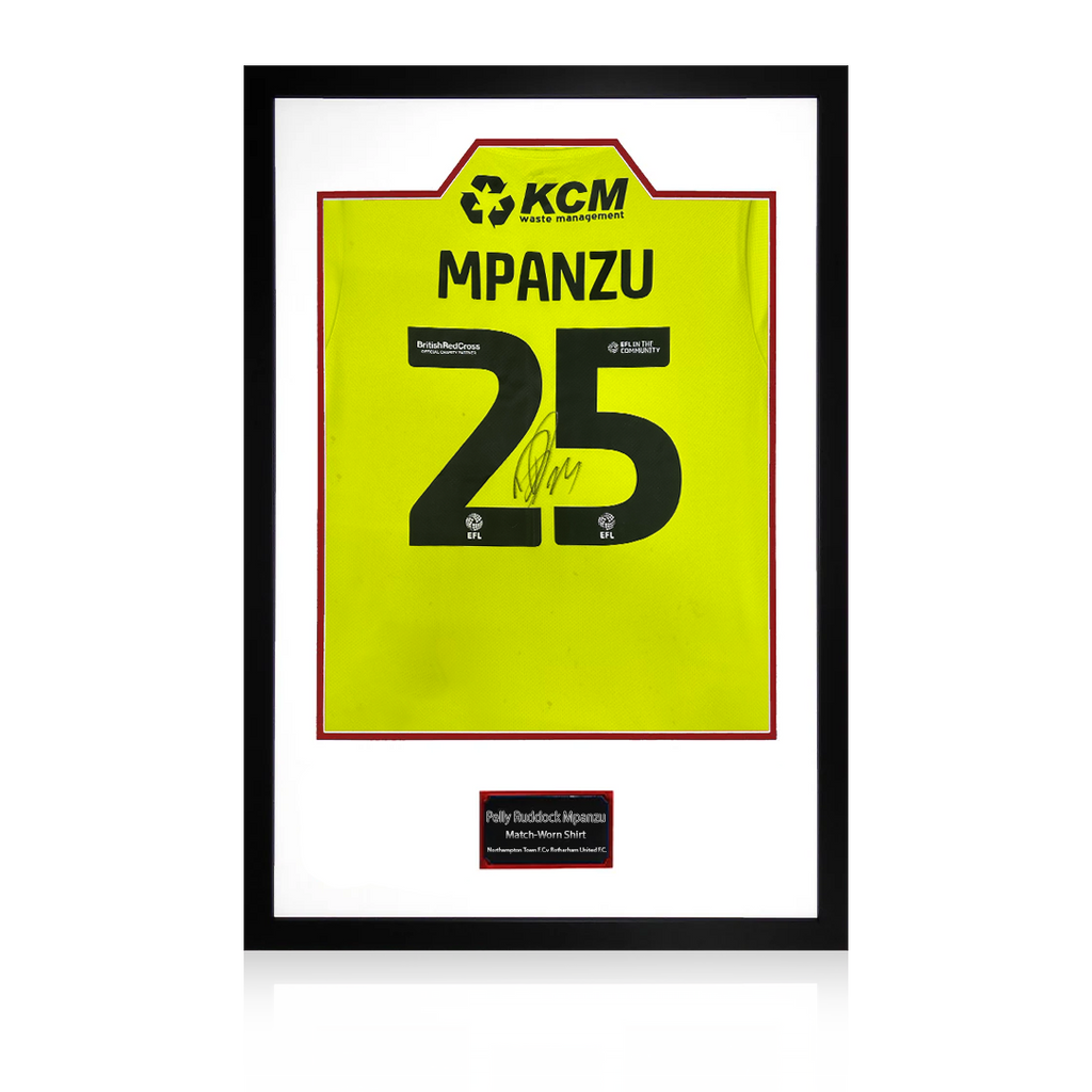 Pelly Ruddock Mpanzu Match-Worn & Signed Rotherham United Shirt Premium Frame