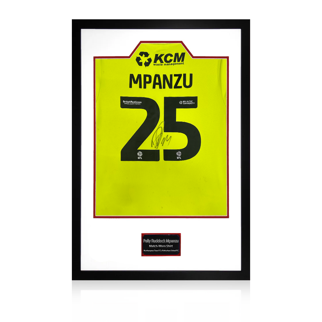 Pelly Ruddock Mpanzu Match-Worn & Signed Rotherham United Shirt Premium Frame