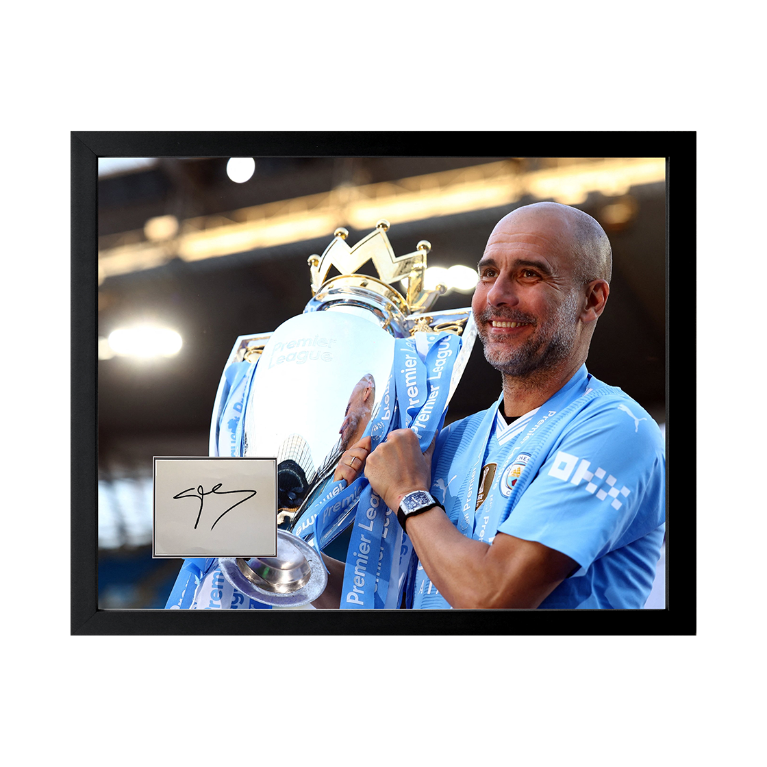 Pep Guardiola Signed Manchester City Cut Deluxe Mount Frame