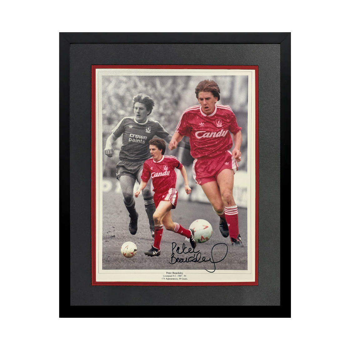 Peter Beardsley Signed Liverpool 16x12 Image Deluxe Mount