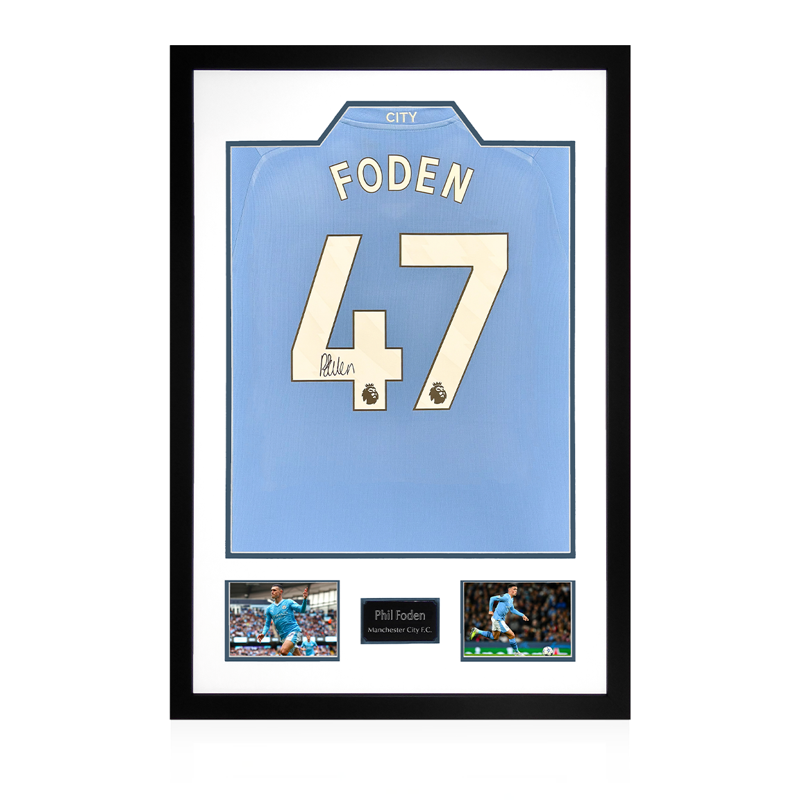 Phil Foden Signed 23/24 Manchester City Shirt Premium Frame