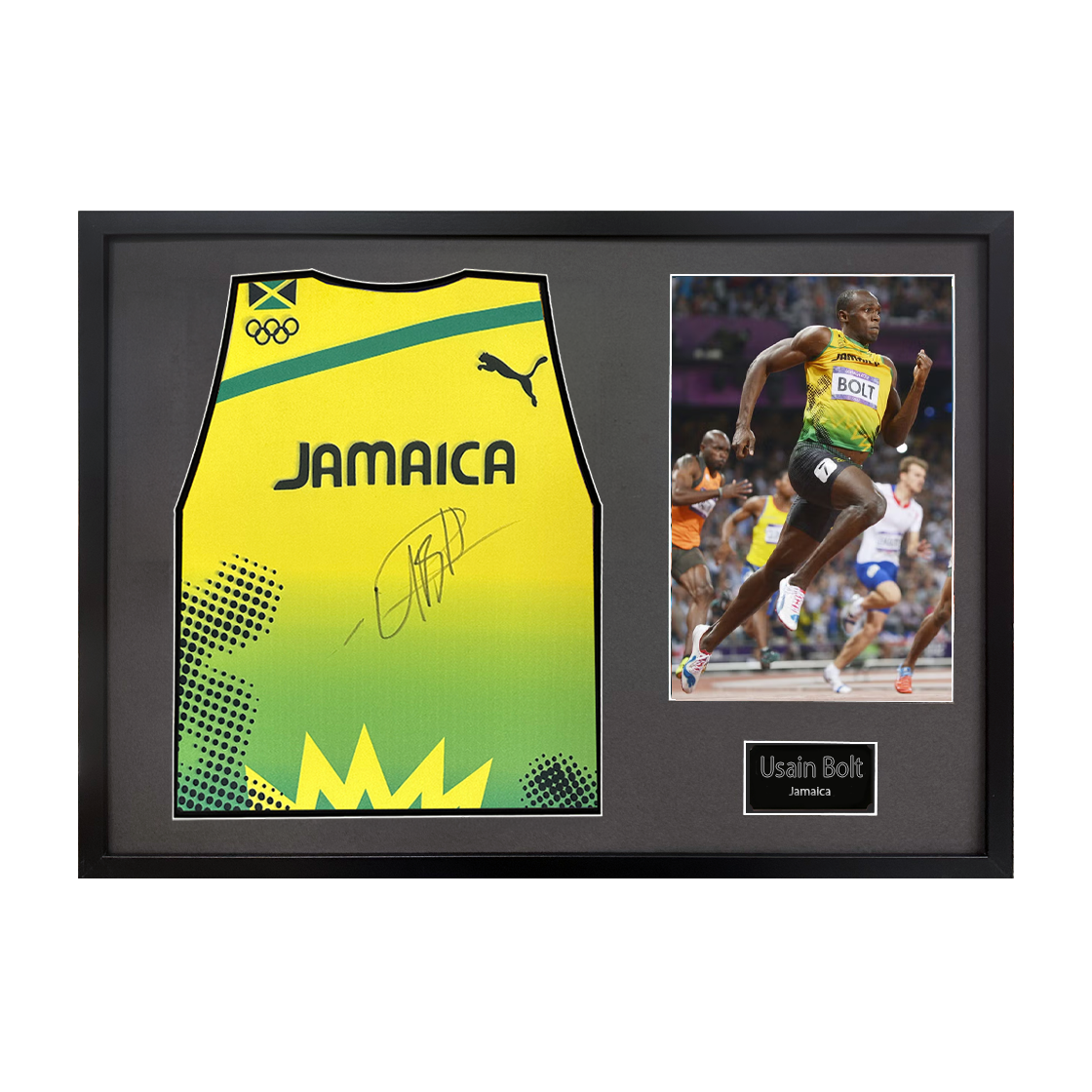 Usian Bolt Signed Jersey Classic Frame