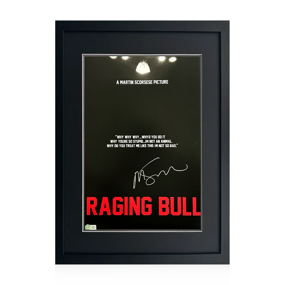 Martin Scorsese Signed Raging Bull 18x12 Image Compact Frame (AFTAL Authenticated)