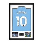 Rayan Cherki Signed Manchester City Shirt Premium White Frame