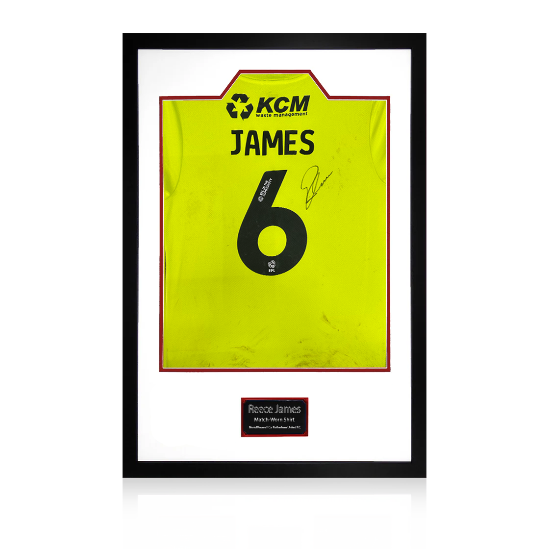 Reece James Match-Worn & Signed Rotherham United Shirt Premium Frame