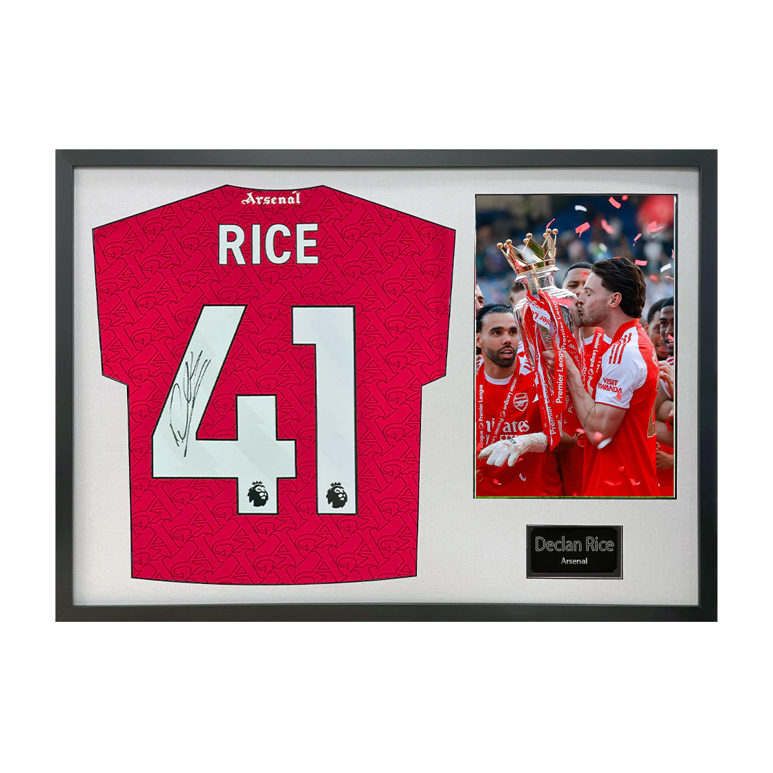 Declan Rice Signed Arsenal Champions Shirt Classic Frame (ACG Cert)