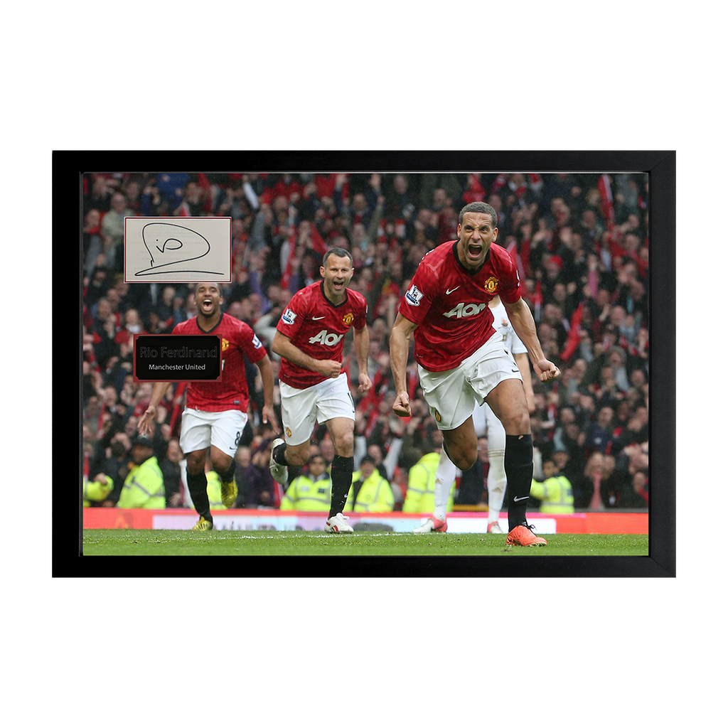 Rio Ferdinand Signed Manchester United Cut Iconic Frame (ACG Cert)