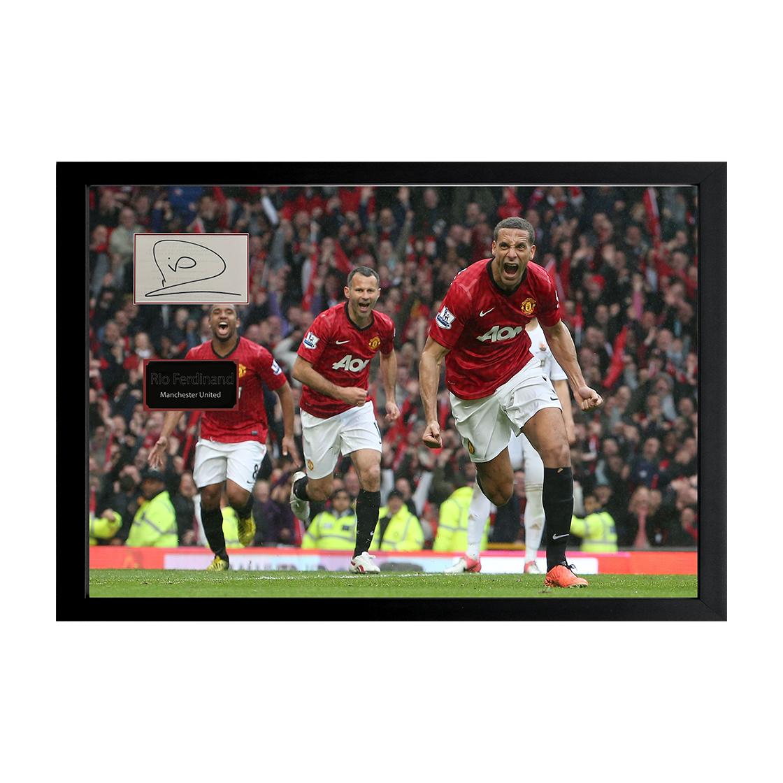 Rio Ferdinand Signed Manchester United Cut Iconic Frame (ACG Cert)