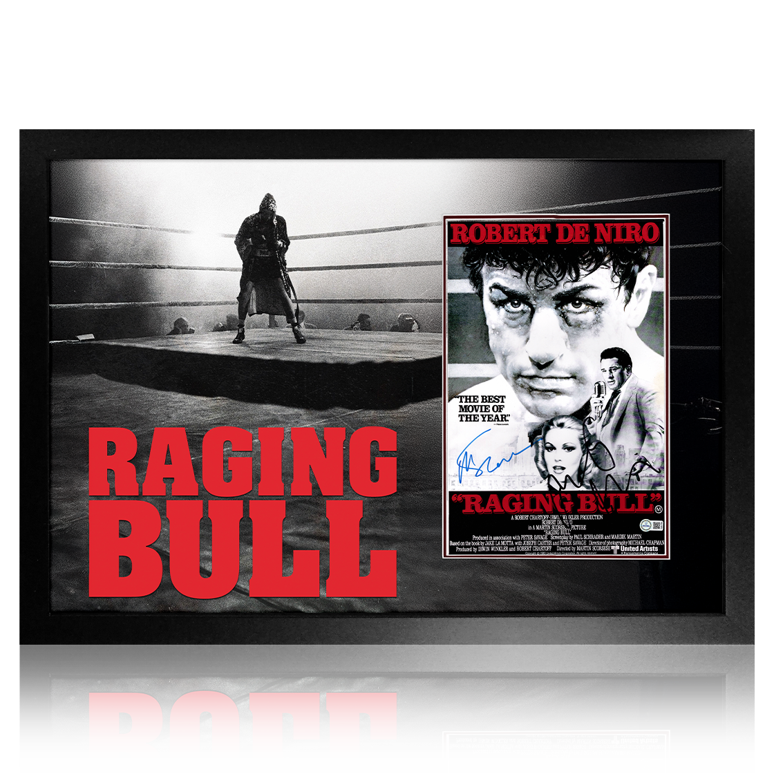 Martin Scorsese & Robert De Niro Signed Raging Bull Image Premium Frame #3 (AFTAL Authentication)