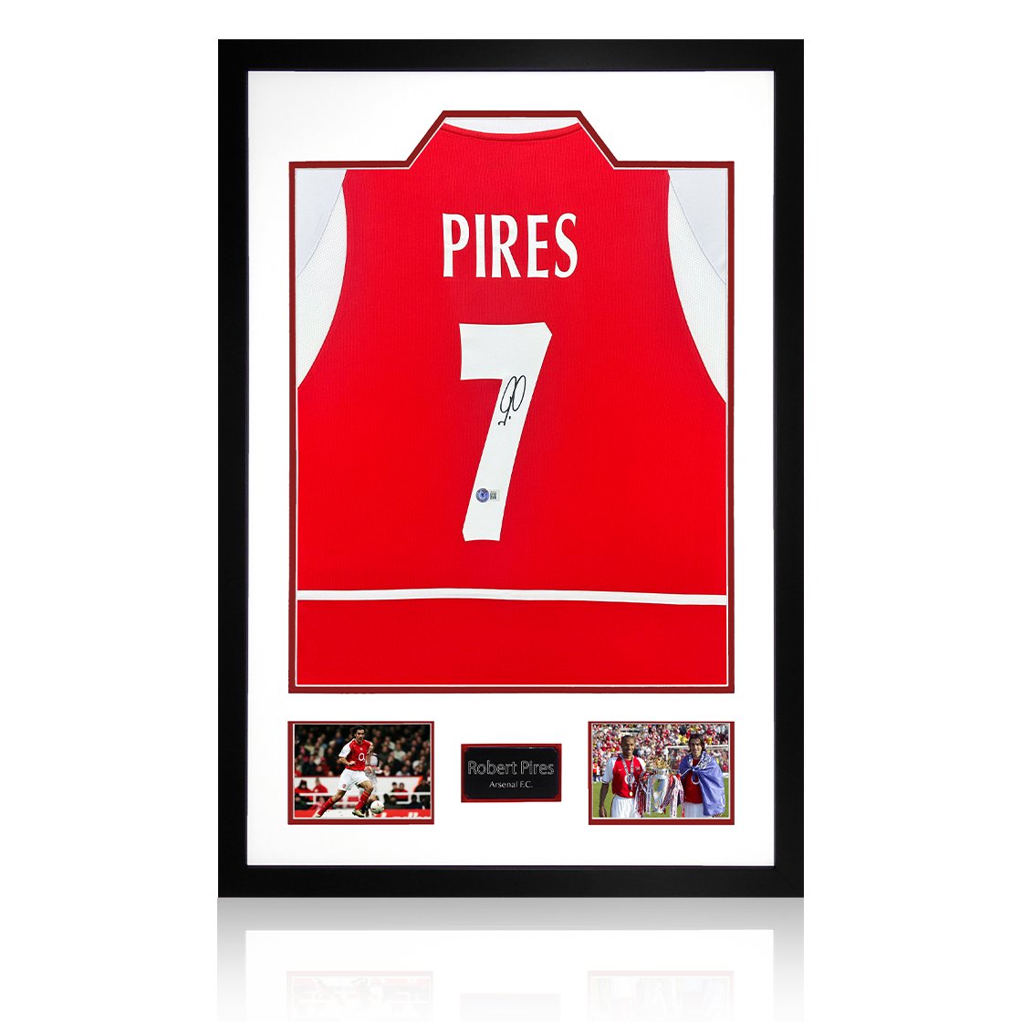 Robert Pires Signed Arsenal Shirt Premium Frame (Beckett)