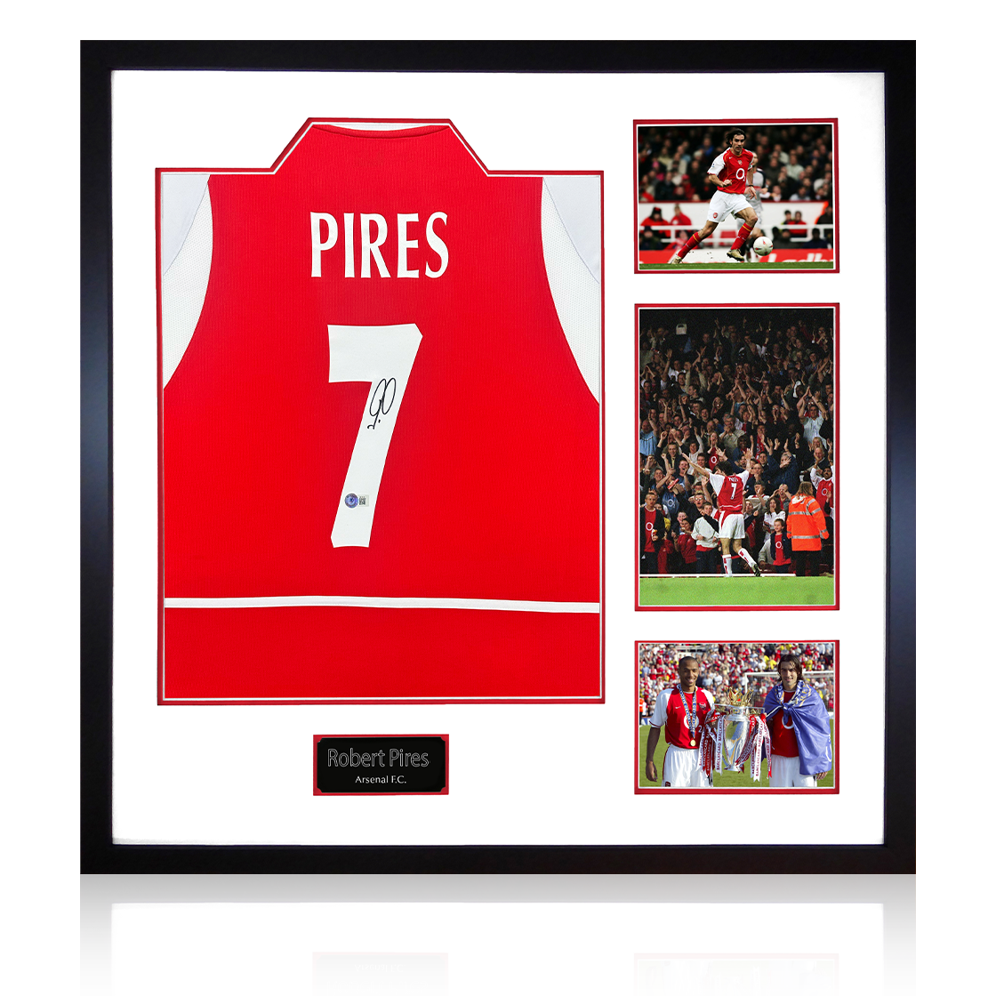 Robert Pires Signed Arsenal Shirt Elite Frame (Beckett)