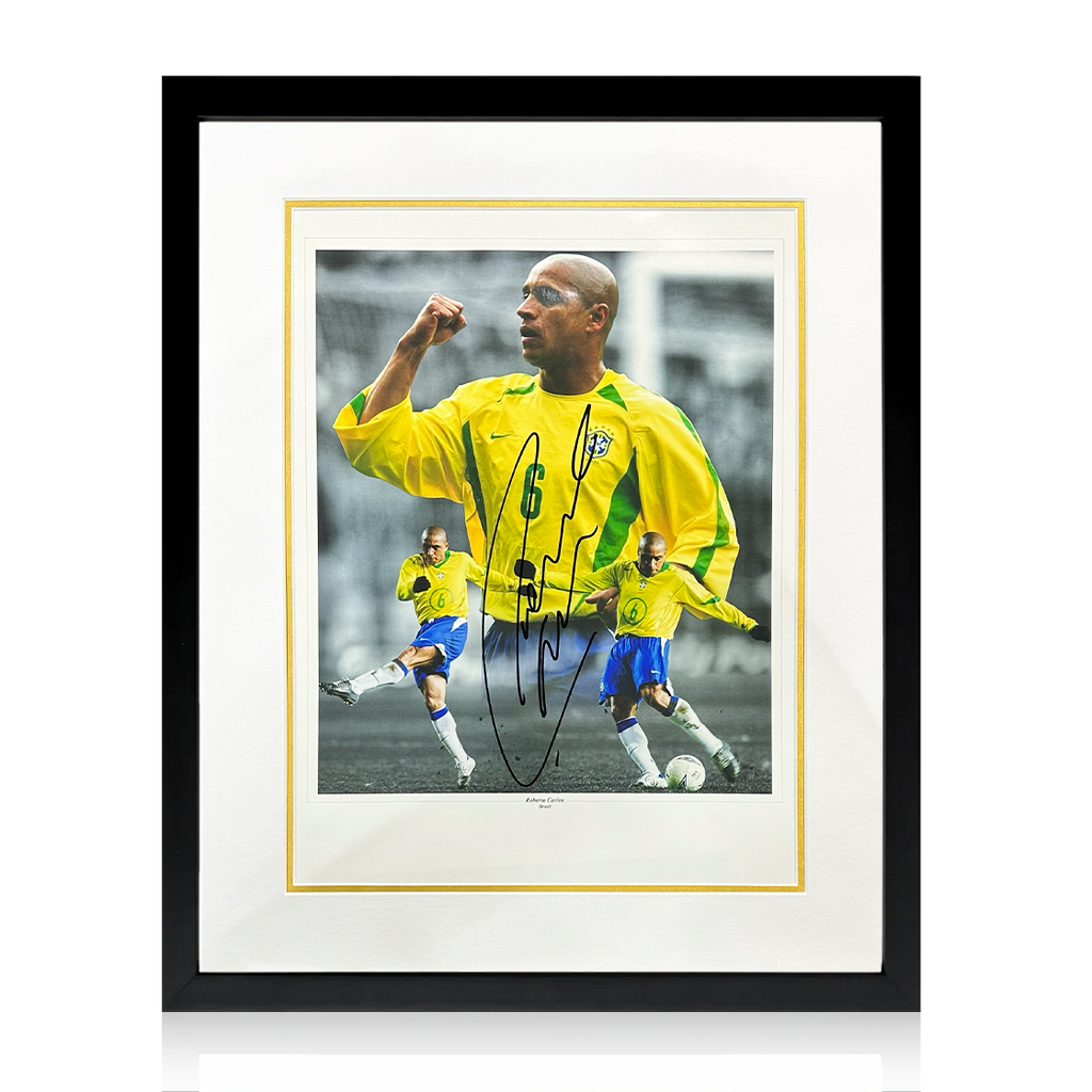 Roberto Carlos Signed Brazil Image Deluxe Mount Frame