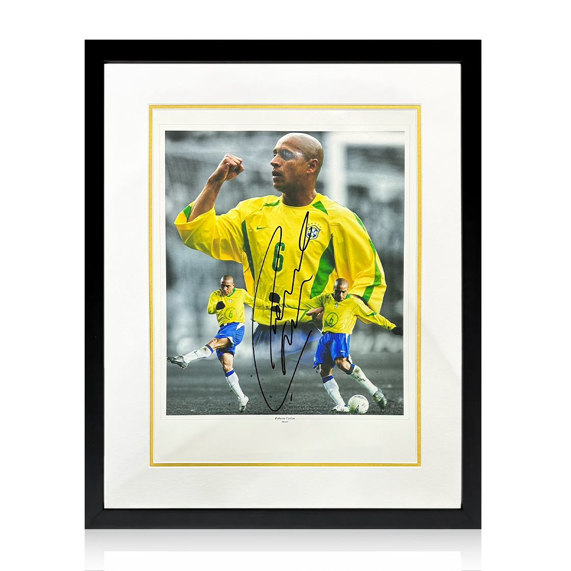 Roberto Carlos Signed Brazil Image Deluxe Mount Frame