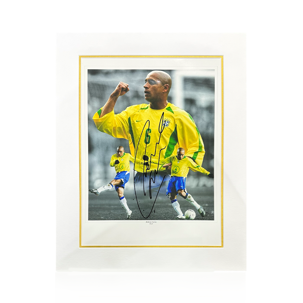 Roberto Carlos Signed Brazil Image Deluxe Mount