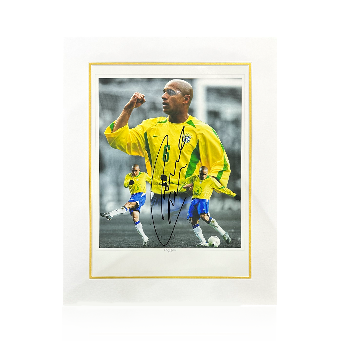 Roberto Carlos Signed Brazil Image Deluxe Mount