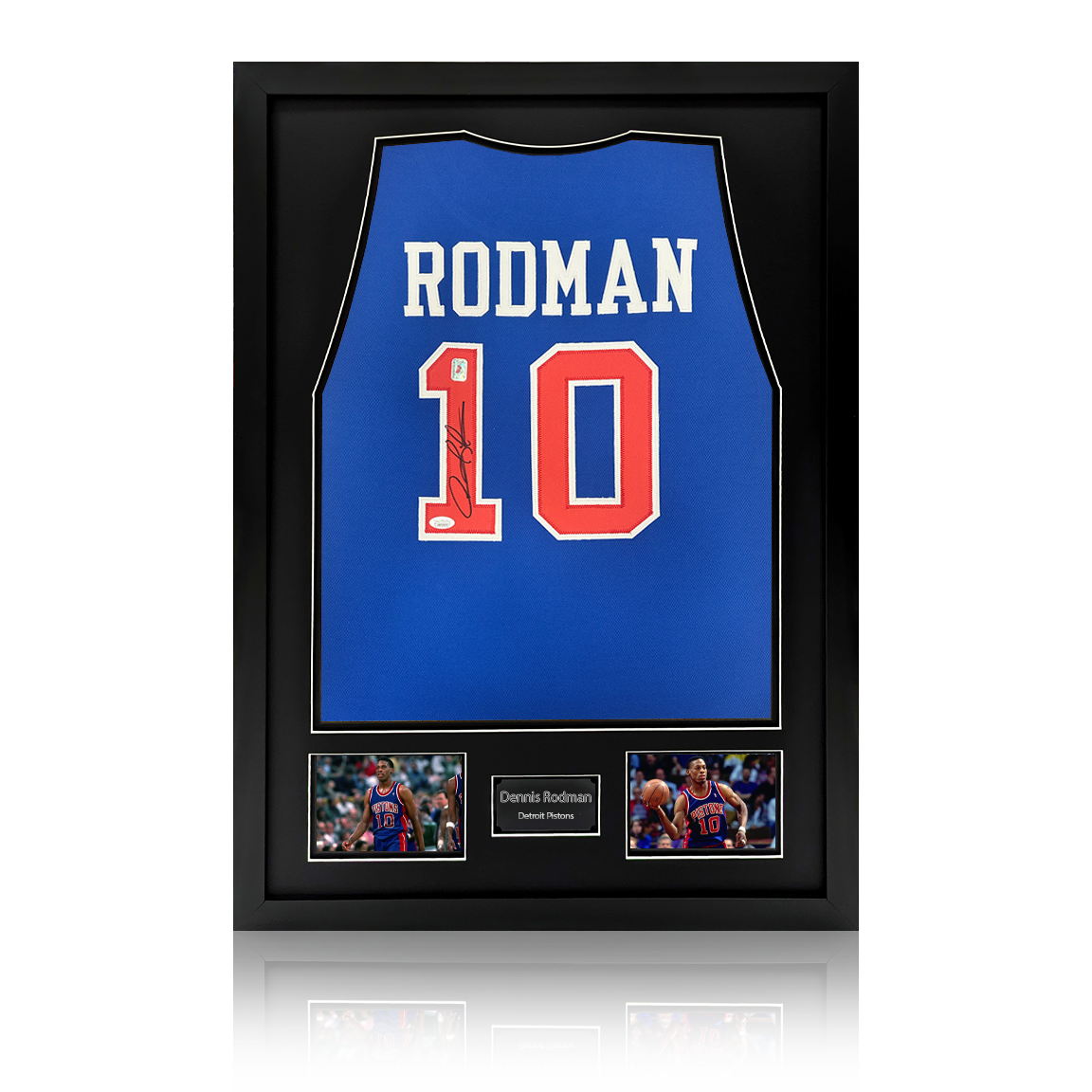Dennis Rodman Signed Detroit Pistons Jersey Premium Frame (JSA)