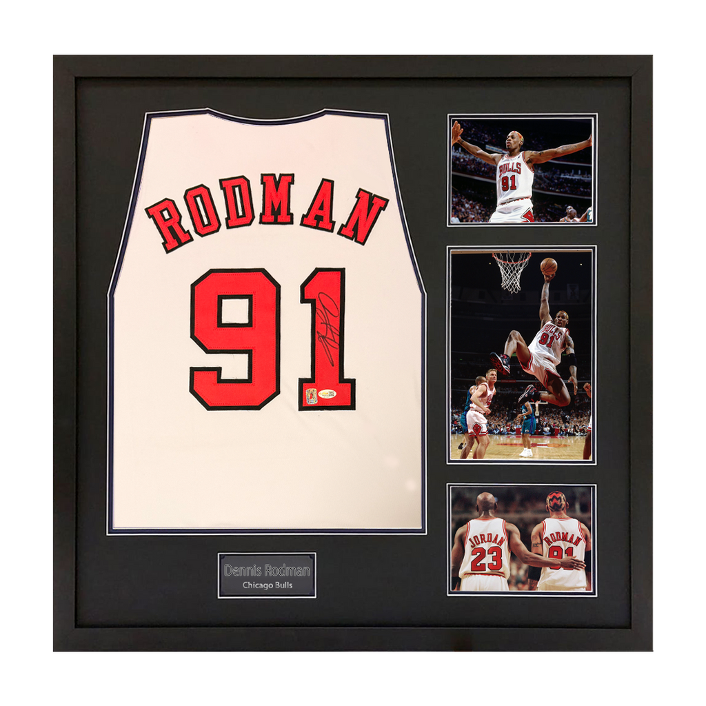 Dennis Rodman Signed Chicago Bulls Jersey Elite Frame (JSA)