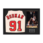 Dennis Rodman Signed Chicago Bulls Jersey Classic Frame (JSA)