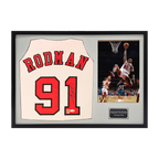Dennis Rodman Signed Chicago Bulls Jersey Classic Frame (JSA)