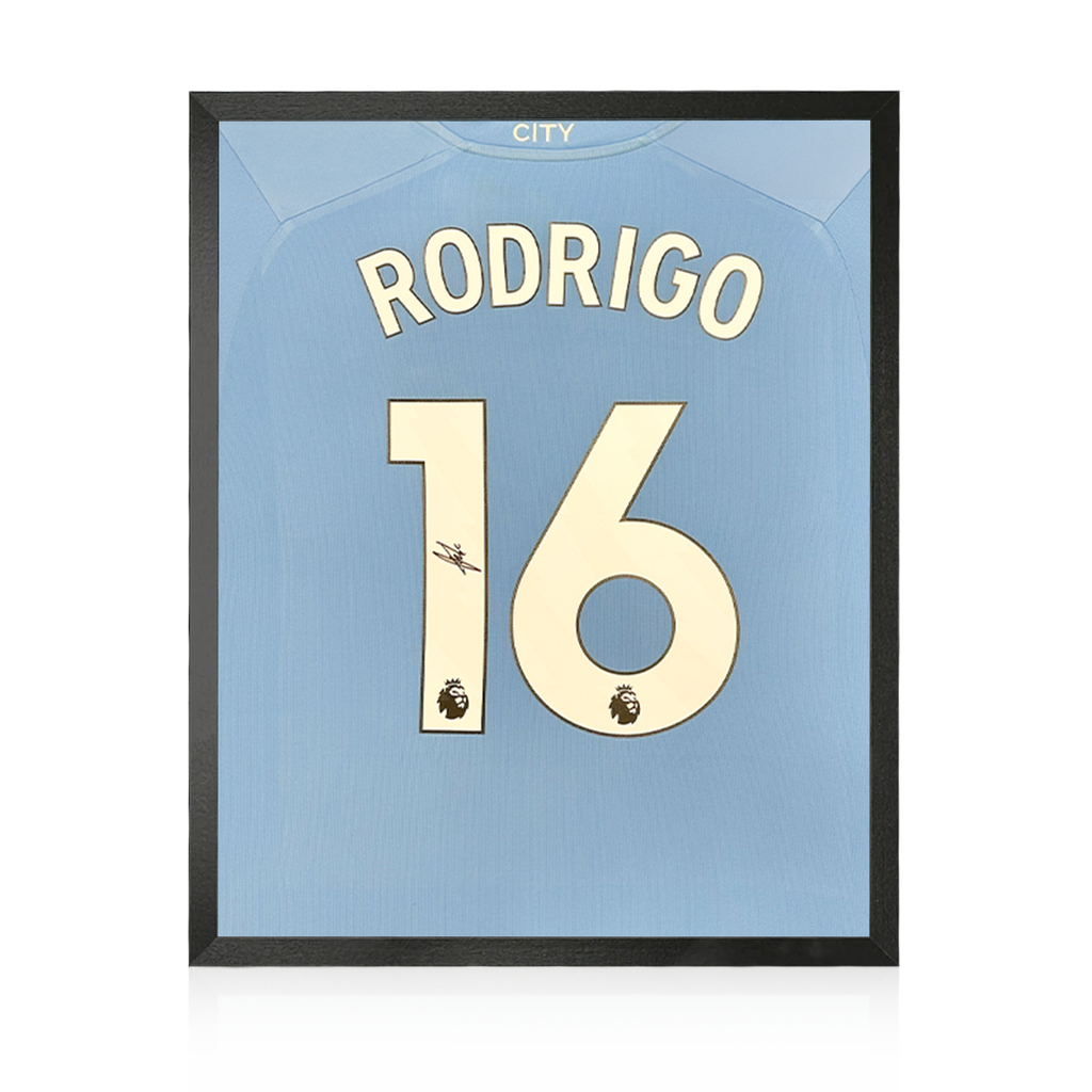 Rodri Signed 23/24 Manchester City Shirt Compact Display