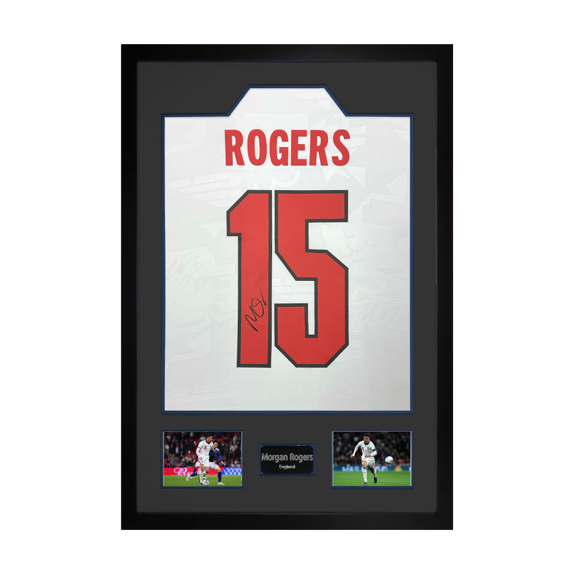 Morgan Rogers Signed England Home Shirt Premium Frame