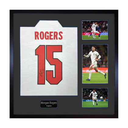 Morgan Rogers Signed England Home Shirt Elite Frame