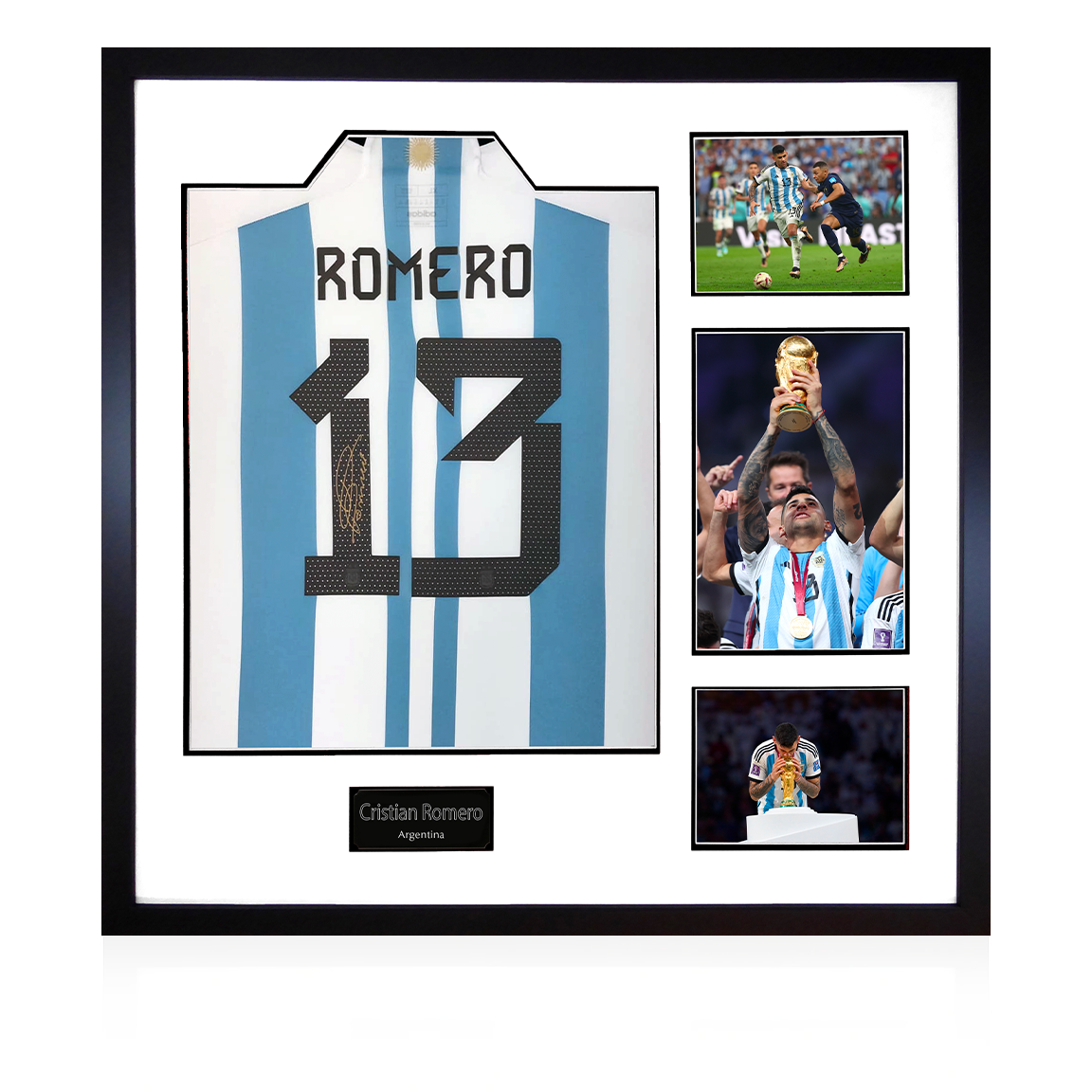 Cristian Romero Signed Argentina Shirt Elite Frame
