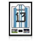 Cristian Romero Signed Argentina Shirt Premium Frame