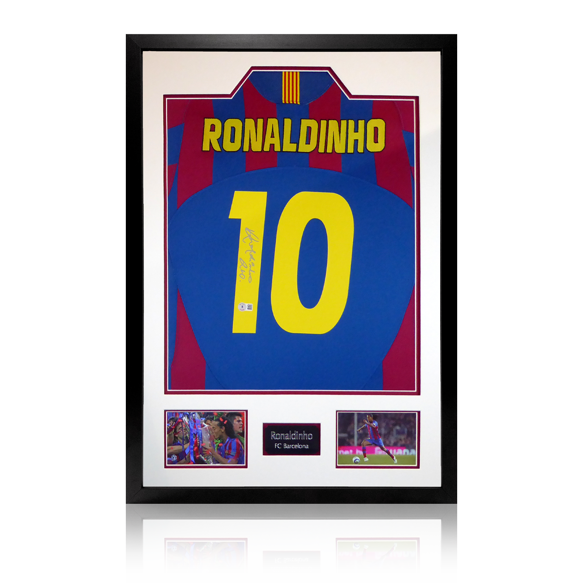 Ronaldinho Signed Barcelona Shirt Display The Fan Cave Memorabilia