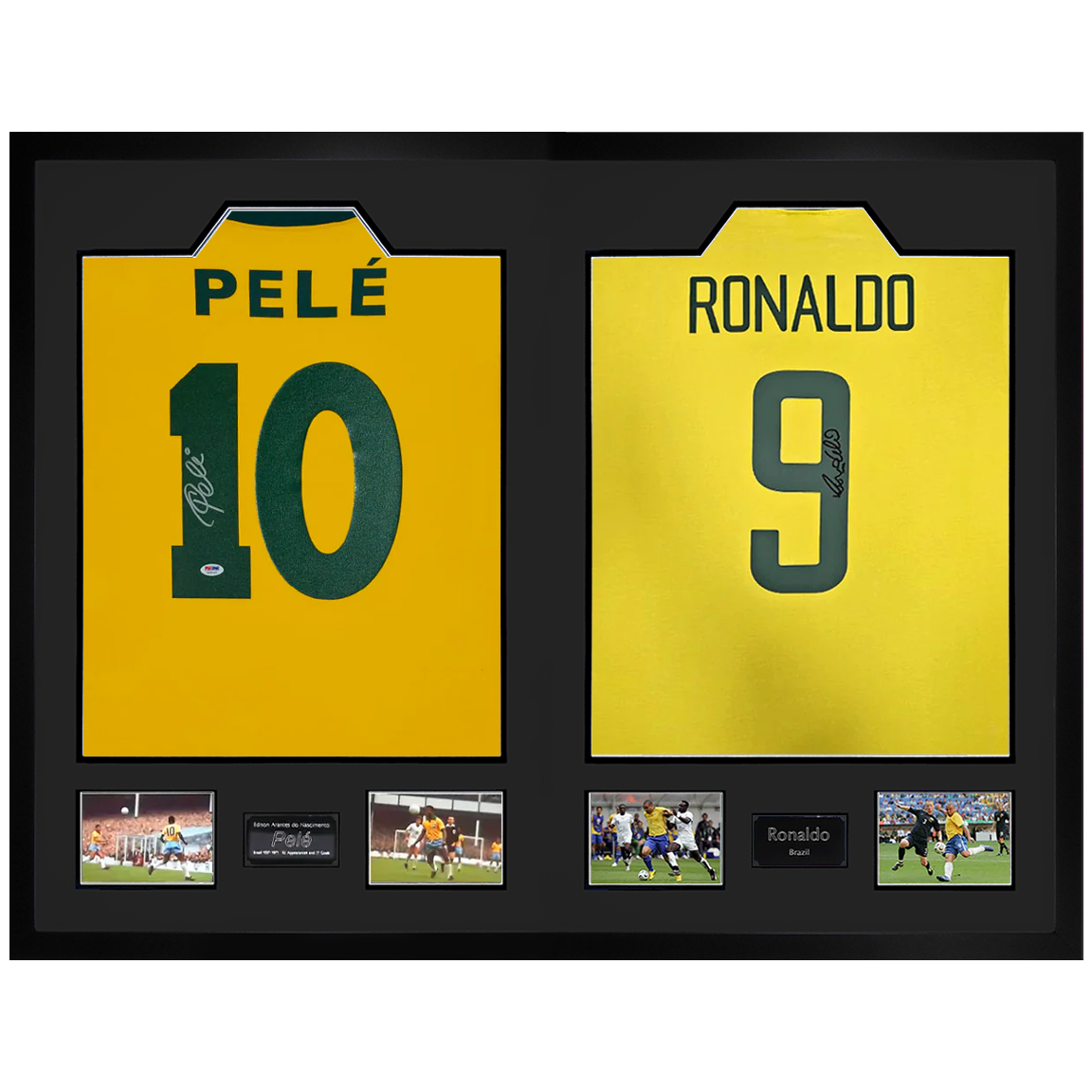 Pele & Ronaldo Signed Brazil Ultra Premium Frame