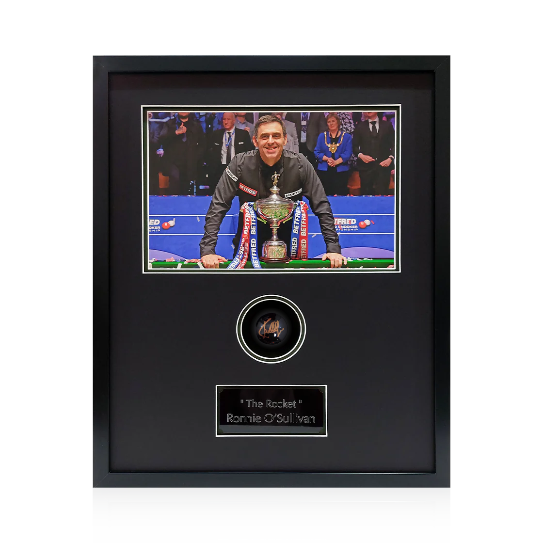 Ronnie O’Sullivan Signed Black Ball Compact Frame