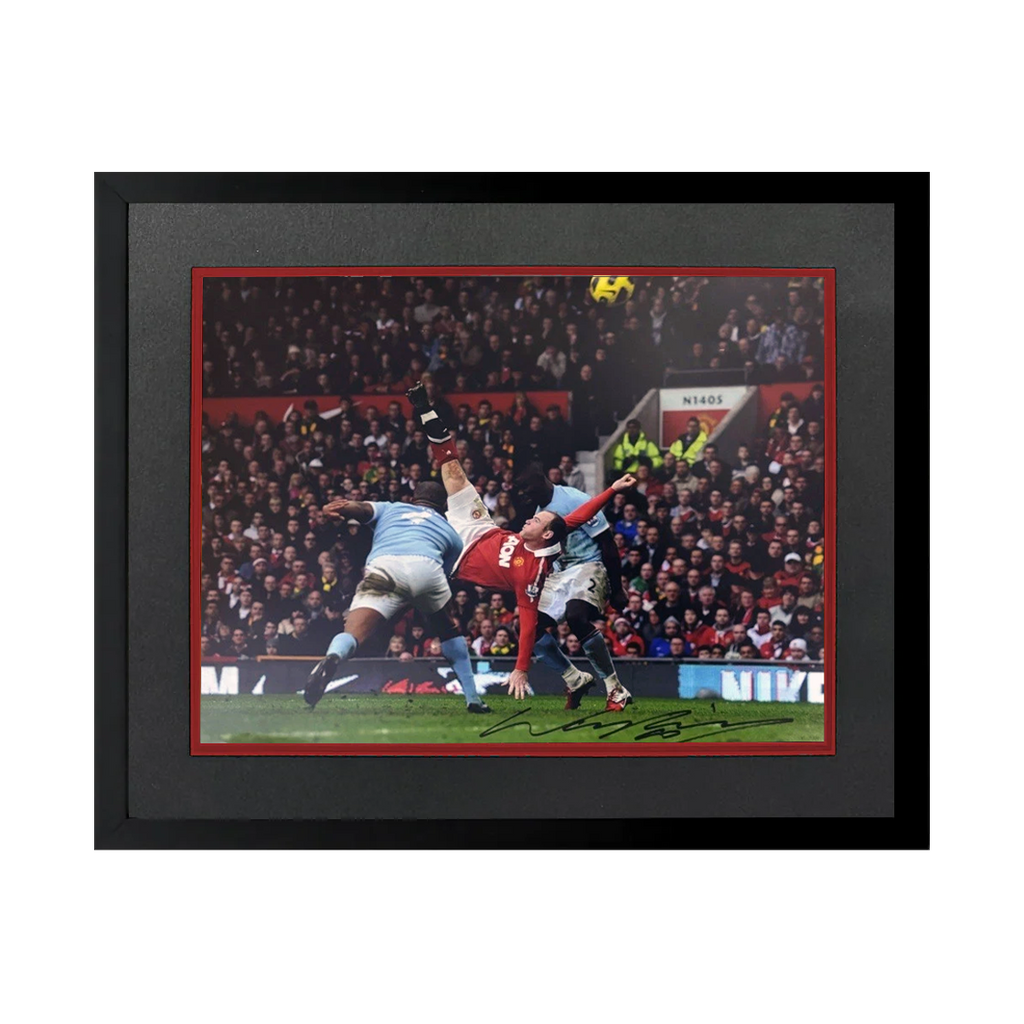 Wayne Rooney Signed Manchester United 16x12 Image Deluxe Mount Frame