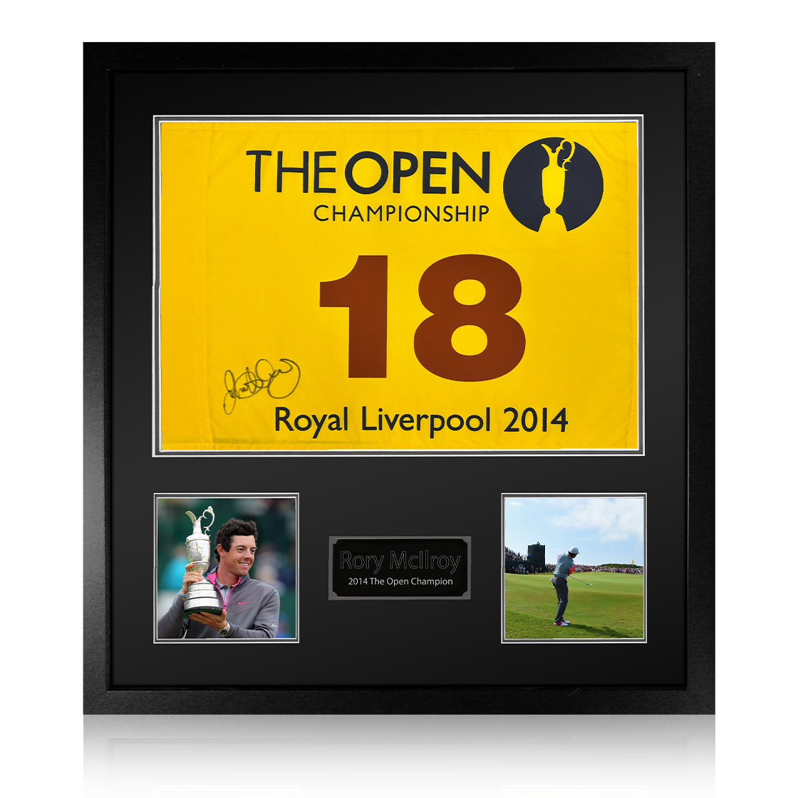 Rory McIlroy Signed The Open Flag Elite Frame (PSA)