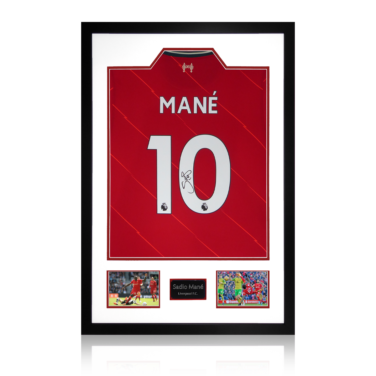 Sadio Mane Signed 21/22 Liverpool Shirt Display