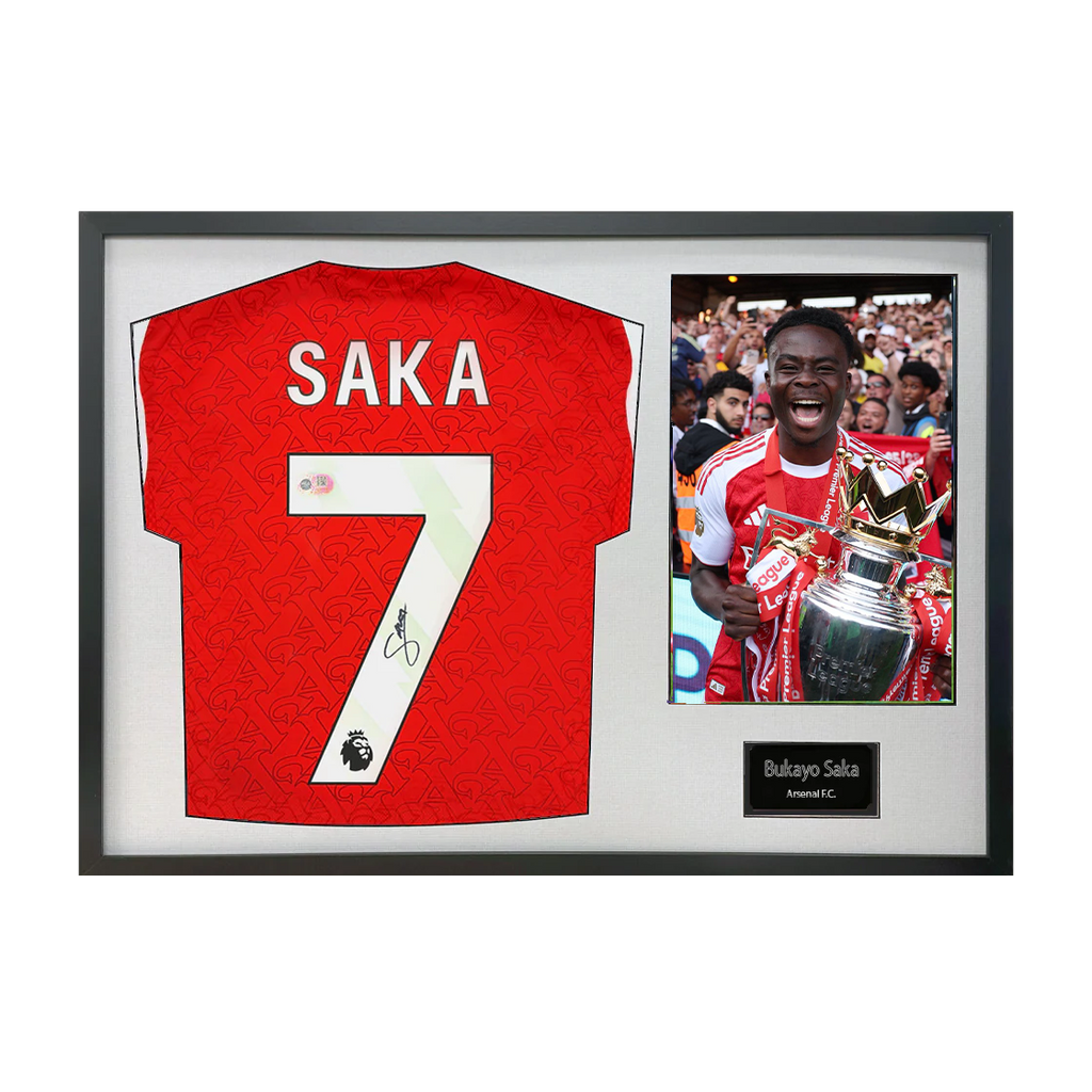 Bukayo Saka Signed Arsenal Champions Shirt Classic Frame